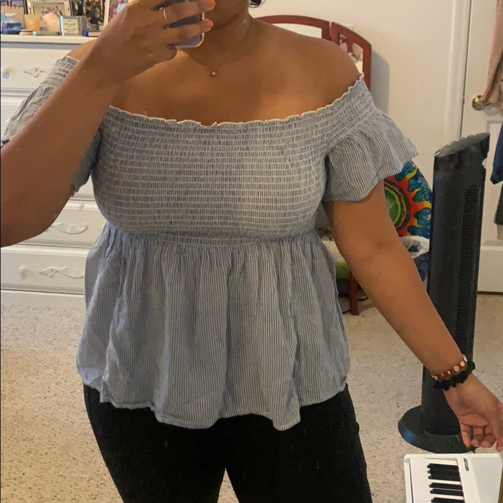 American Eagle Off-the-shoulder Peplum Elastic Top - Picture 5 of 6